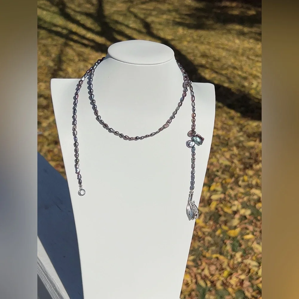 22. Handmade Freshwater Baroque Pearl Long Necklace - Picture 7 of 7